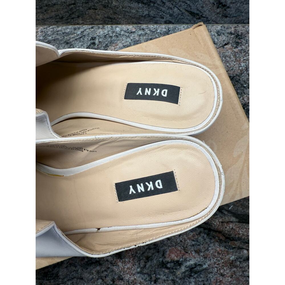 DKNY Women's White Leather Mules | size 11 - Picture 3 of 4